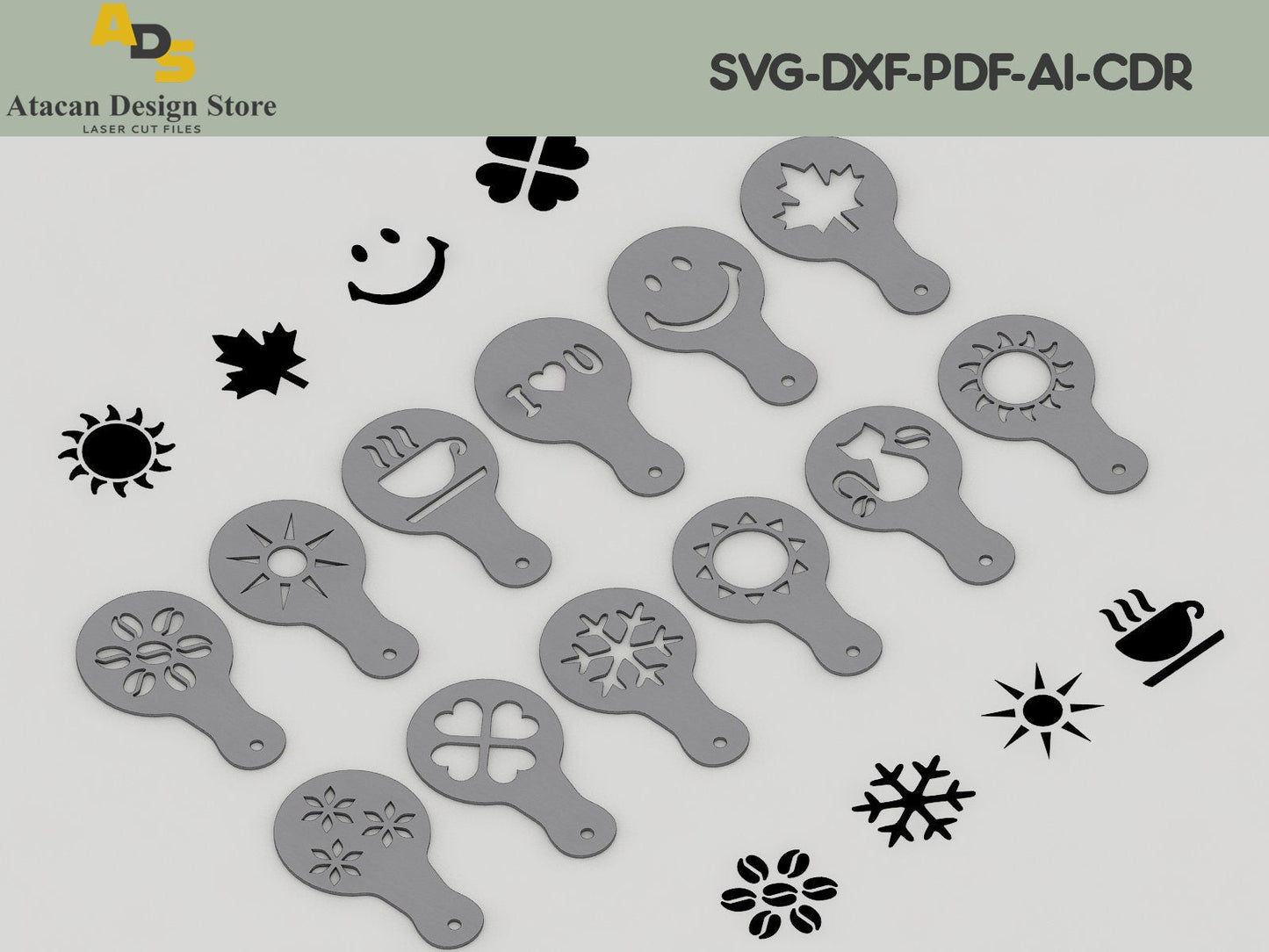 Laser cut SVG files / Cappuccino Coffee Template / Cooking Stencils / Cricut, Glowforge files ADS095