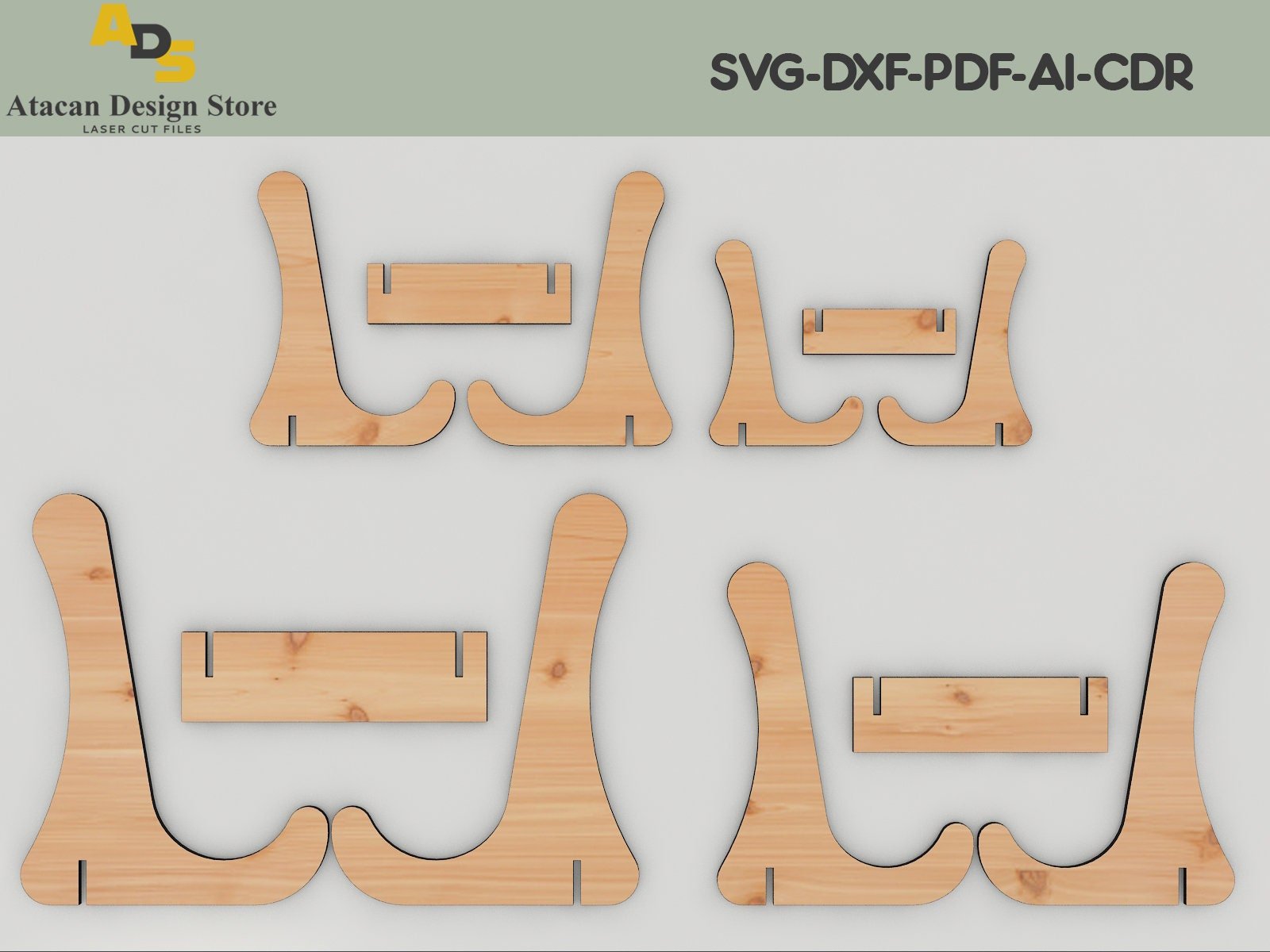Laser Cut Template for Plate Holder Design / Download Laser Ready Svg Dxf Vector Files ADS082