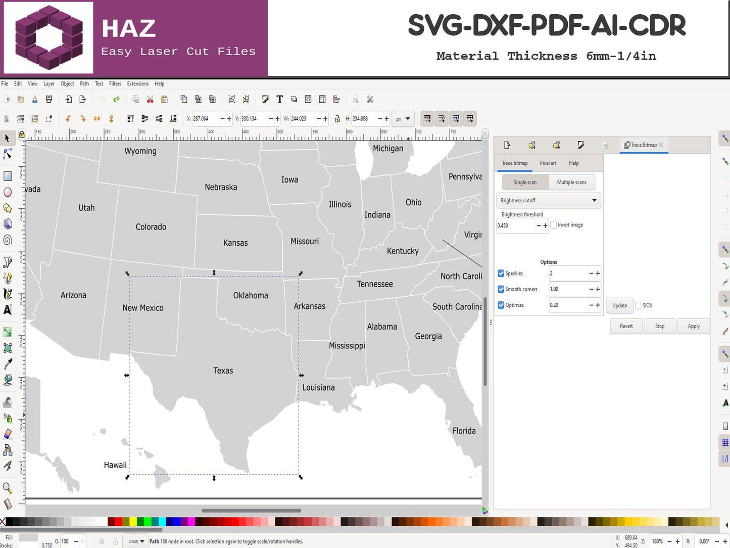 Laser Cut USA Map Divided States / United States America Lightburn Laser Cutting File / Svg Dxf Cdr Ai 012
