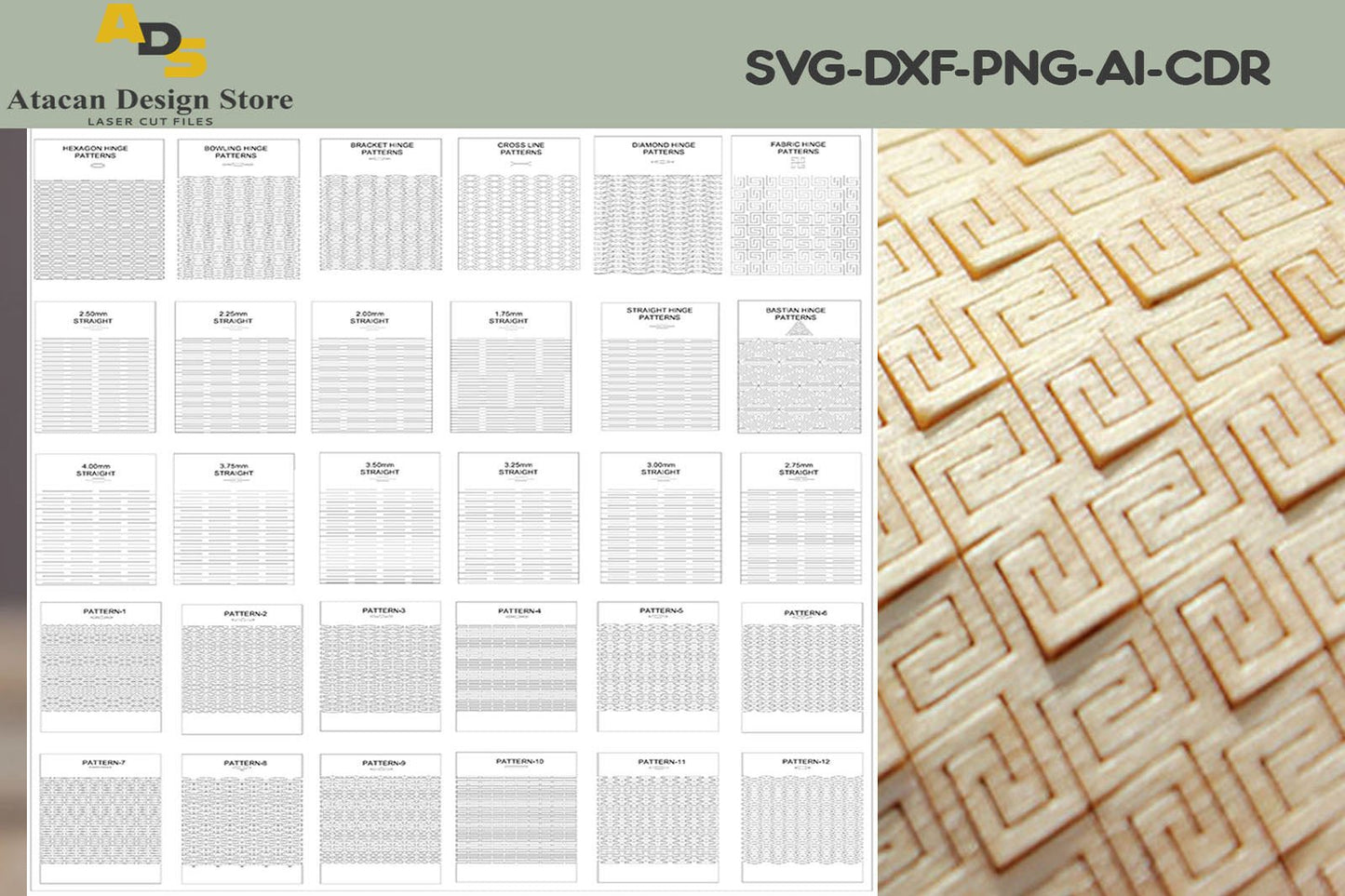 Laser cutting files for Bending Wood / Wooden Patterns for Bracelet making / Flexible Living Hinge Templates 306