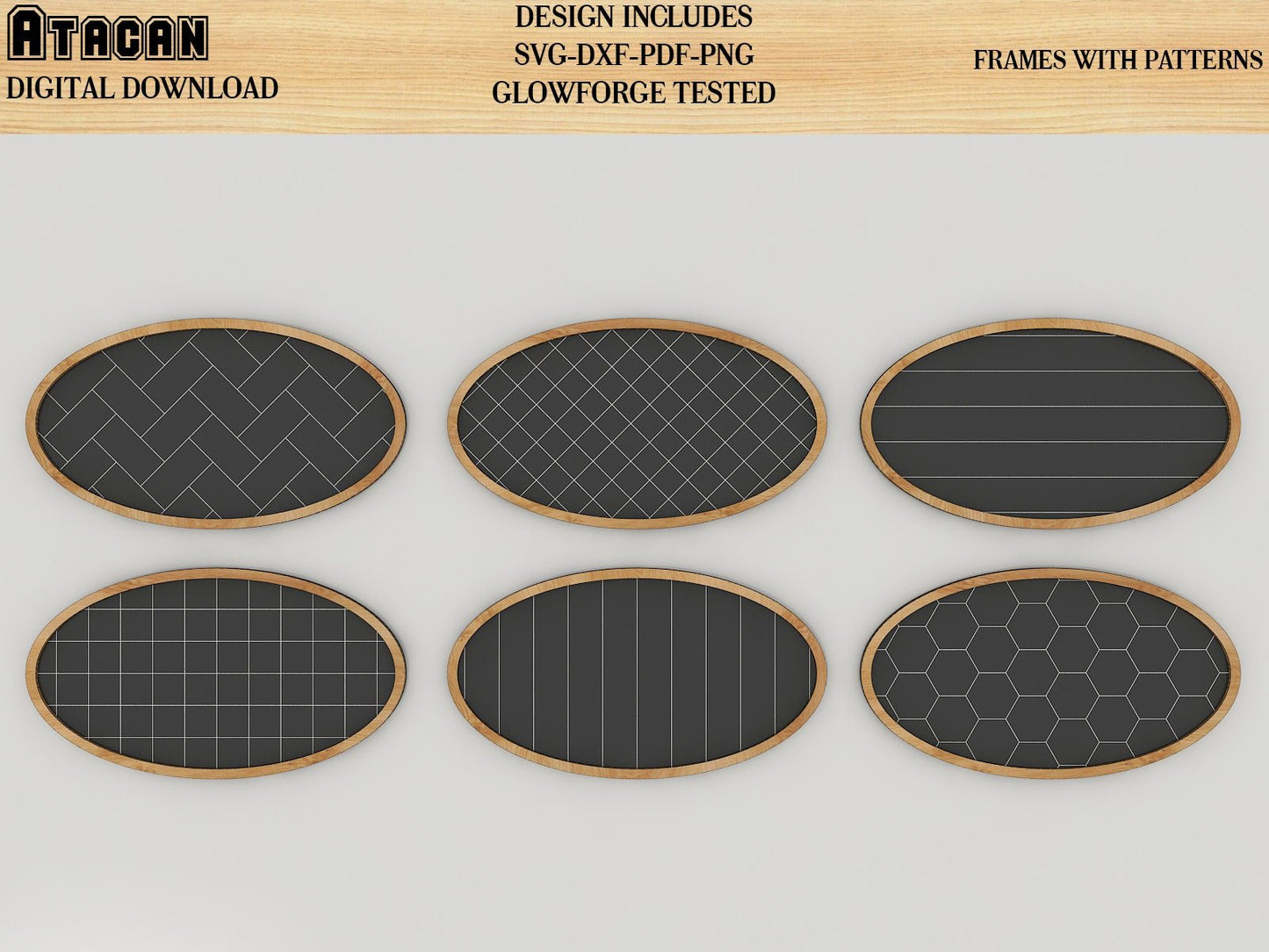 Laser SVG Framed Signs with Score Lines / Herringbone, Honeycomb, Shiplap Easy Cut Files 420