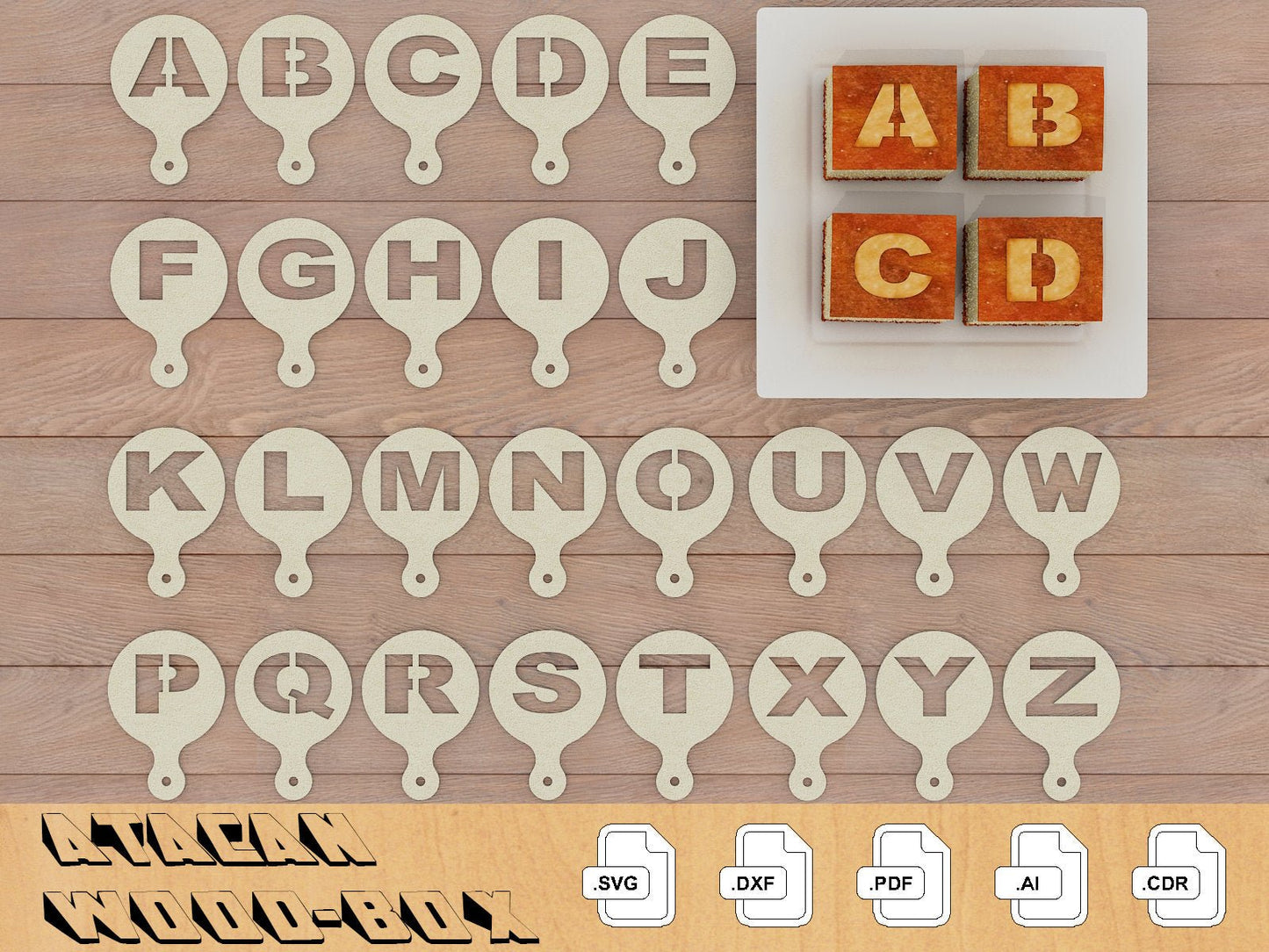 Letters Cake Decorating Pattern / Laser Svg files / Baking Kitchen Stencil Templates 252