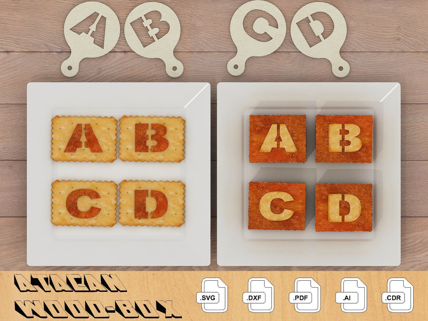 Letters Cake Decorating Pattern / Laser Svg files / Baking Kitchen Stencil Templates 252