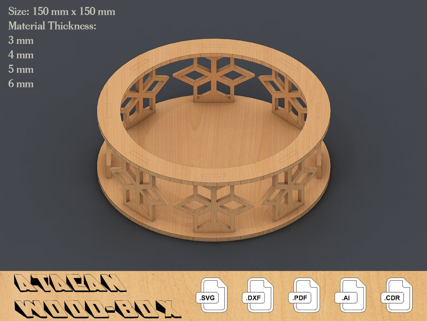 Mini Tray SVG Files, 3mm, 4mm, 5mm, 6mm laser cut files, glowforge file 109