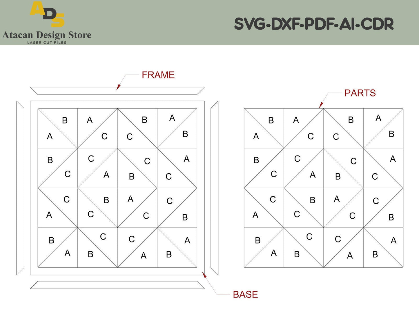 Modern Quilt Patterns / Geometric Quilt Patterns / Digital Vector Files / Quilt Laser Files ADS139
