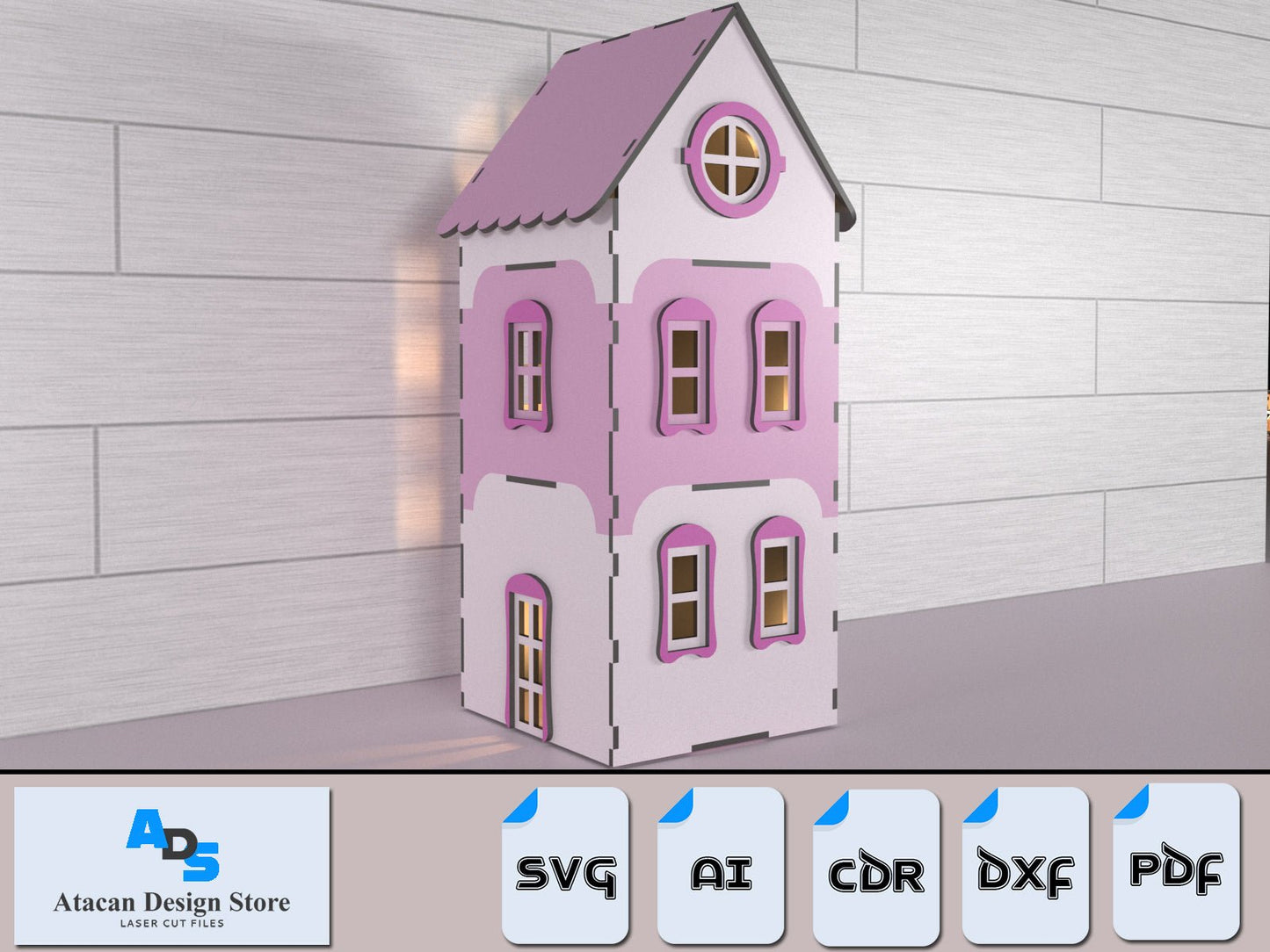Modular Design Miniature Dollhouse / Apartment Tea Light Lantern Candle Holder / Doll House Home Laser Cut Files SVG DXF Ai CDR PDf ADS356