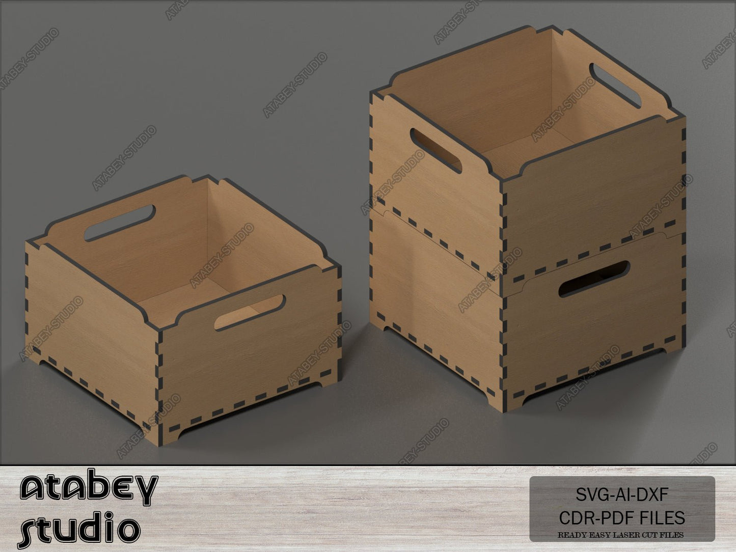 Multiple Size Stackable Box - Modular Design Storage Boxes - Wood Laser-Cut Plans - DIY Plans and Ready to Cut Files -Svg Dxf Ai Cdr 561