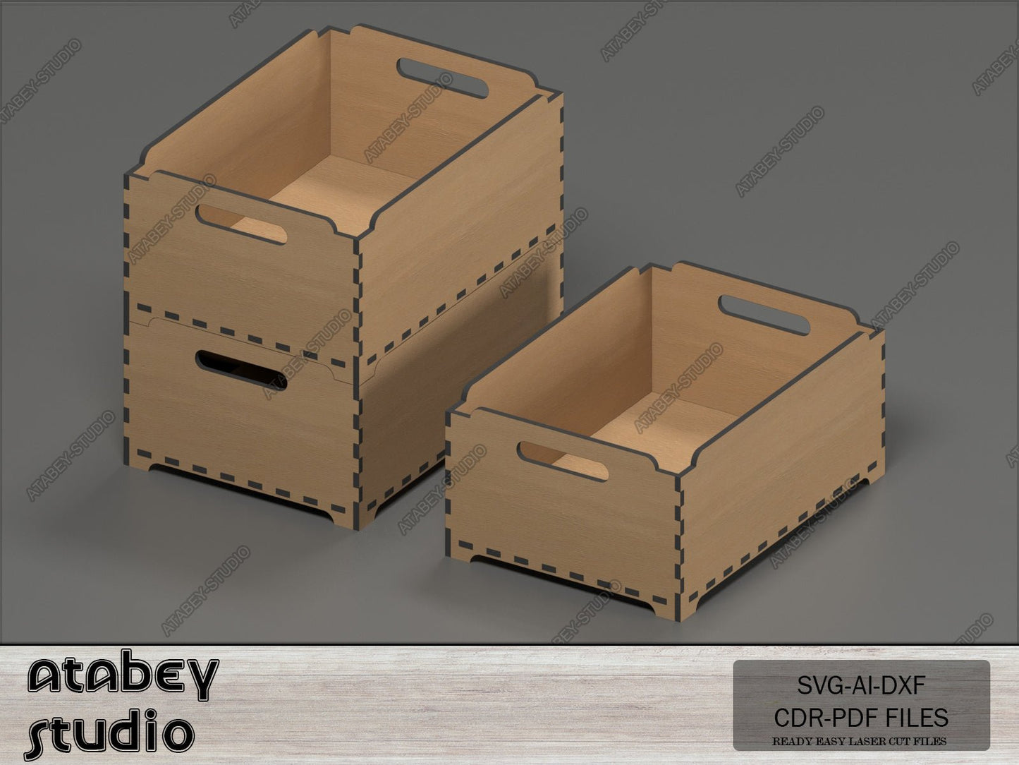 Multiple Size Stackable Box - Modular Design Storage Boxes - Wood Laser-Cut Plans - DIY Plans and Ready to Cut Files -Svg Dxf Ai Cdr 561