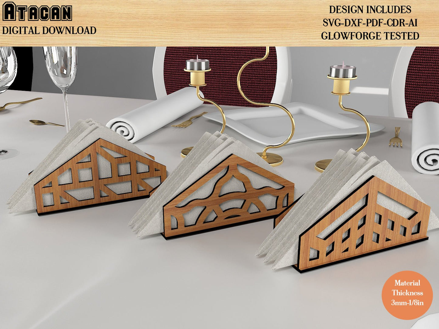 Napkin Holders / Tissue holder Set / Laser Cut Vectors SVG DXF CDR Ai 490