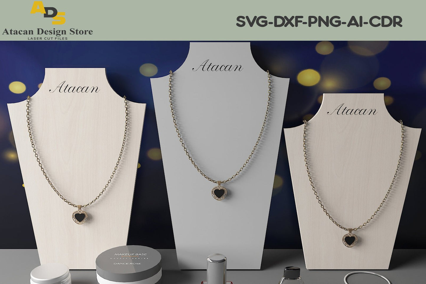 Necklace Holder / Bracelet Display / Jewelry Organizer / Necklaces Display Stand / Laser Cut Files SVG DXF CDR 300
