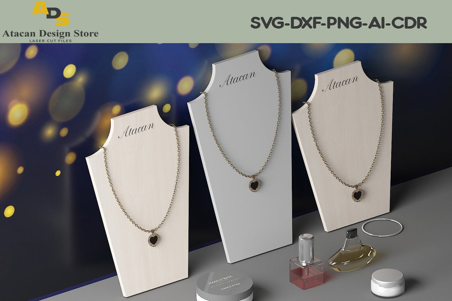 Necklace Holder / Bracelet Display / Jewelry Organizer / Necklaces Display Stand / Laser Cut Files SVG DXF CDR 300