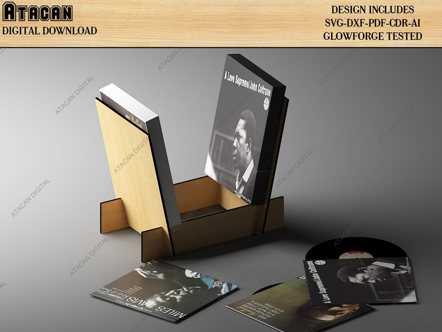 Office Stackable Paper Trays / Stacking Box set / Vinyl Record Display Holder SVG DXF CDR Ai 499