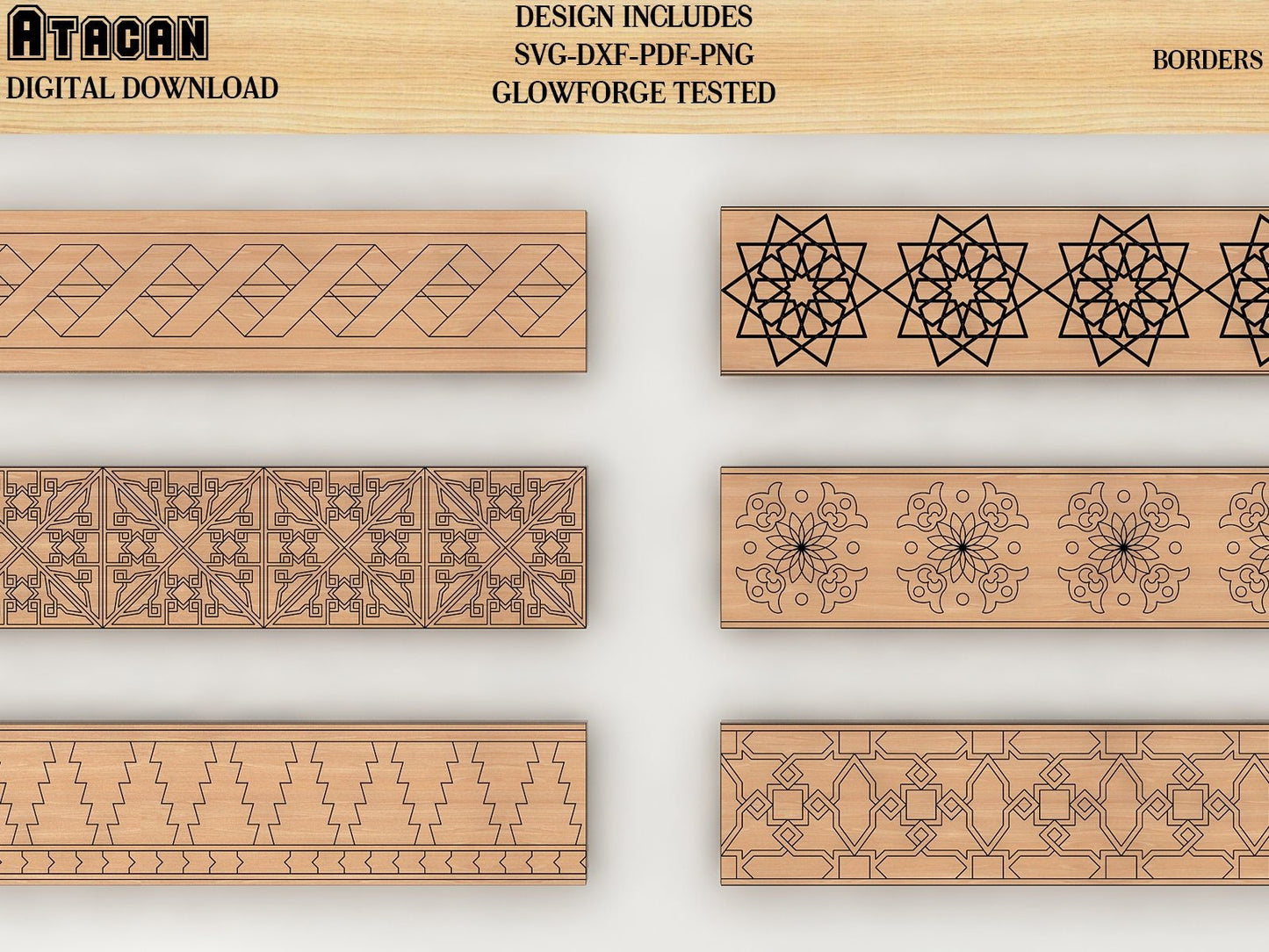 Ornamental BORDER files for creating Frames / Border laser cut files / Dxf,Png,Pdf,Svg files 186