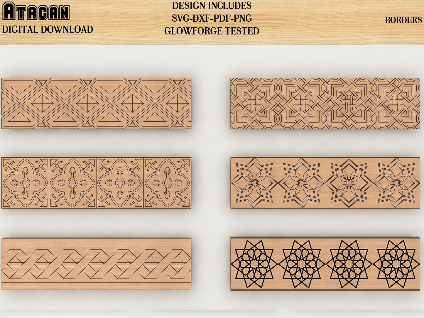 Ornamental BORDER files for creating Frames / Border laser cut files / Dxf,Png,Pdf,Svg files 186