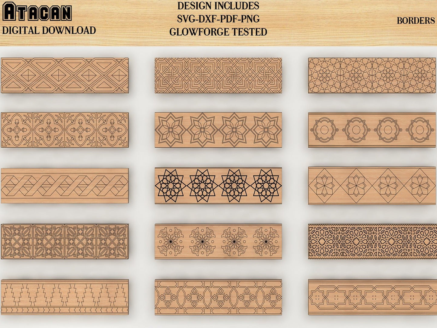 Ornamental BORDER files for creating Frames / Border laser cut files / Dxf,Png,Pdf,Svg files 186
