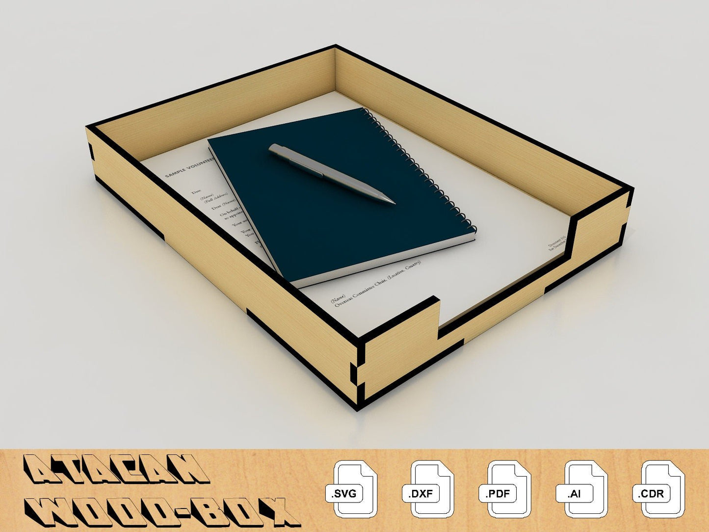 Paper Organiser Laser Cut SVG File - Laser Cut Desk Accessories - Download Glowforge SVG Template 067