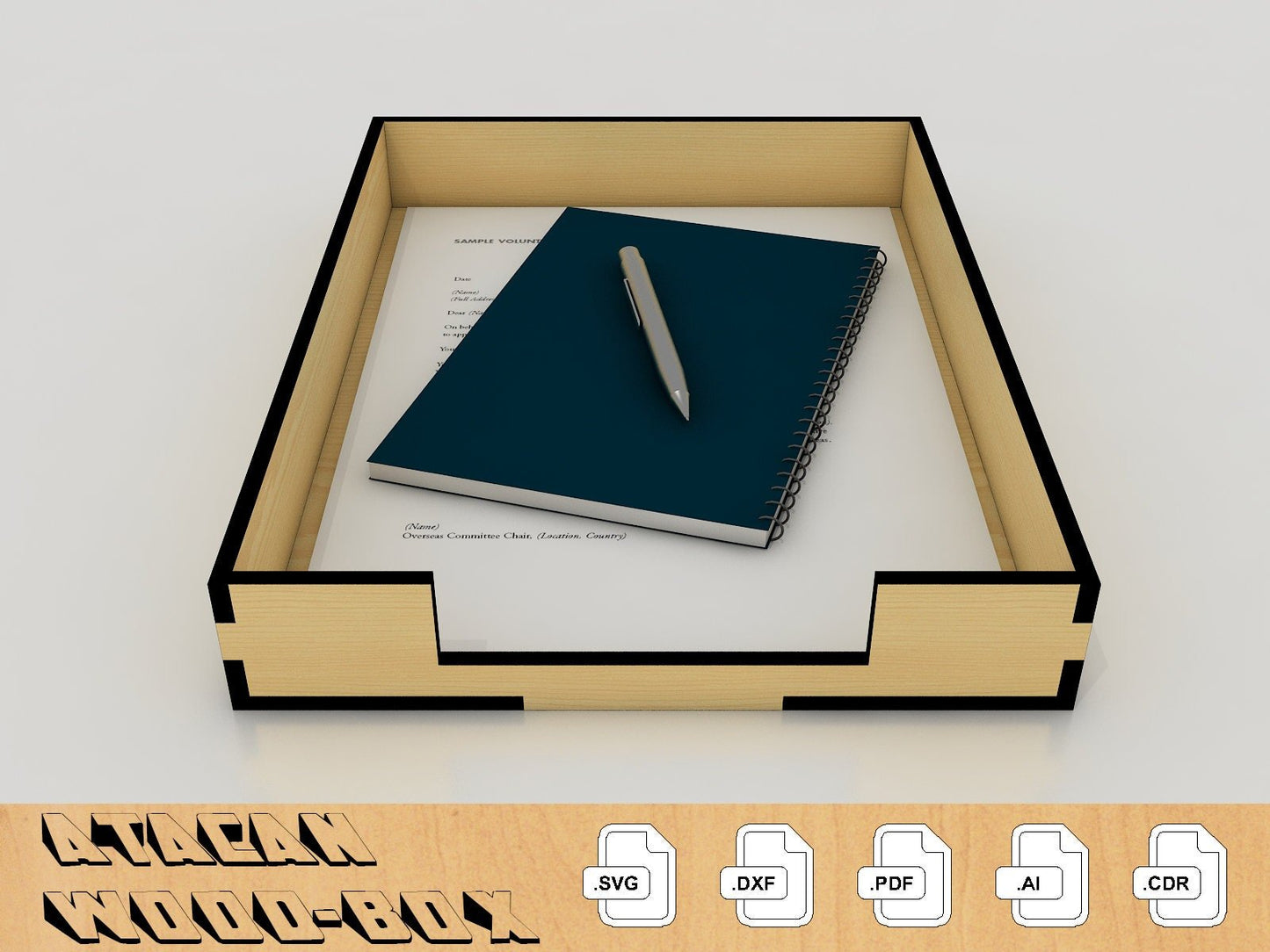 Paper Organiser Laser Cut SVG File - Laser Cut Desk Accessories - Download Glowforge SVG Template 067