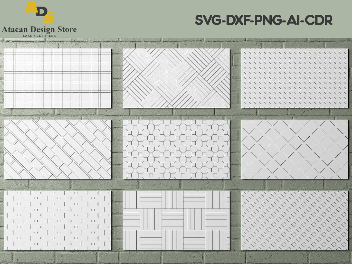 Pattern Design Set / Diamond, Cross, Checker, Parquet Panel Patterns / Laser Cut Svg Dxf Cdr Files 262