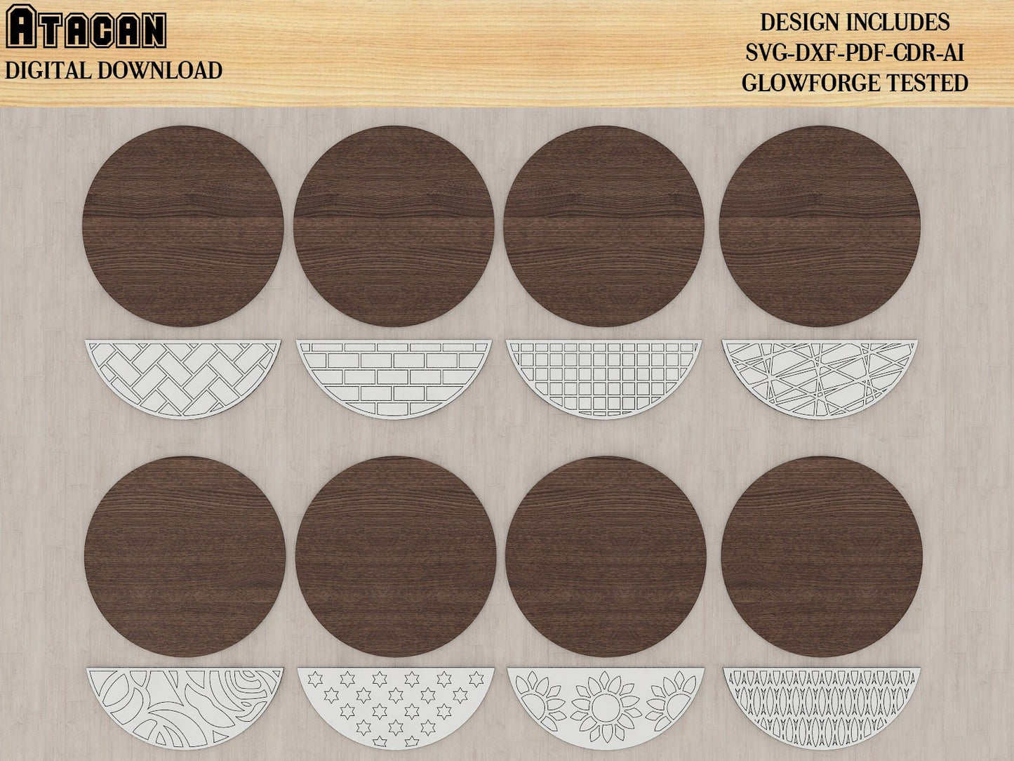 Patterned Door Hanger Svg Files / Welcome Home Laser cut file / Glowforge Vector Plan 387