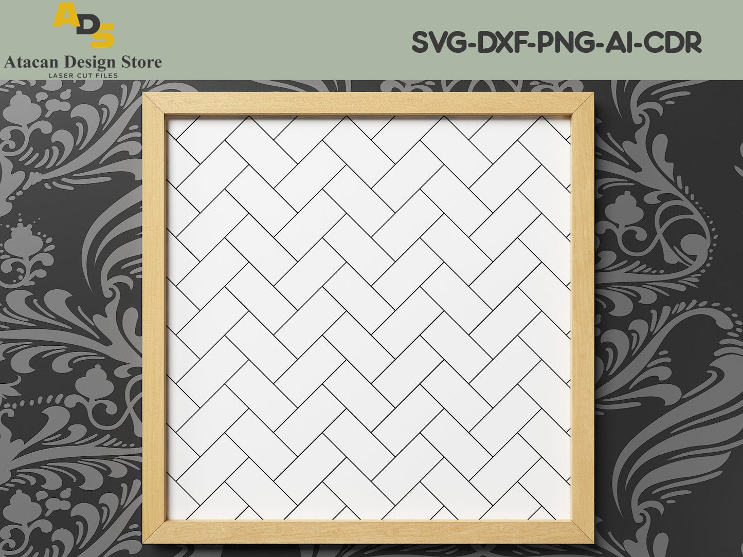Patterns and Frame Bundle / Lightburn, Glowforge Laser Files / Herringbone, Tiles, Honeycomb and Cross Pattern SVG240