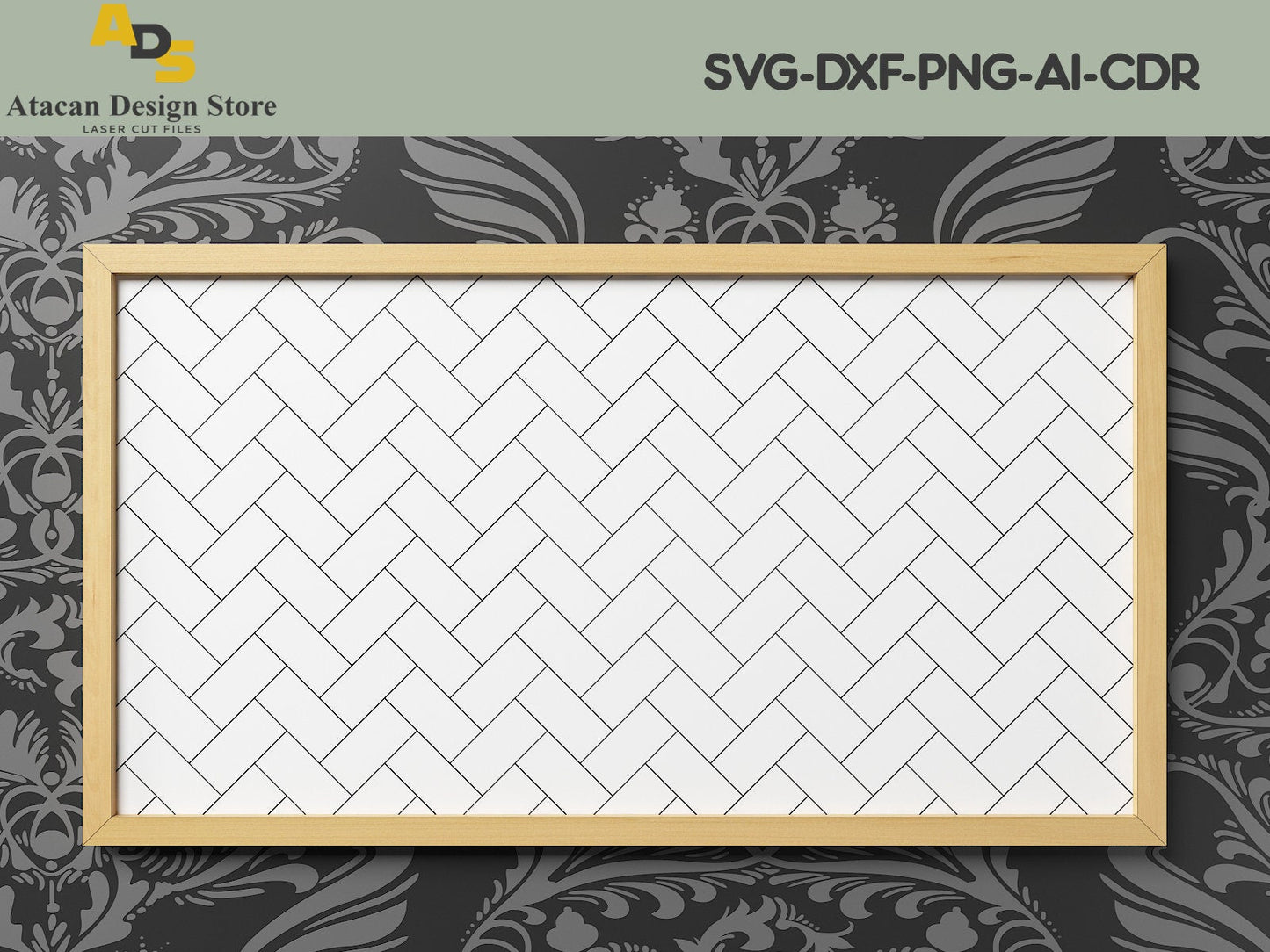 Patterns and Frame Bundle / Lightburn, Glowforge Laser Files / Herringbone, Tiles, Honeycomb and Cross Pattern SVG240