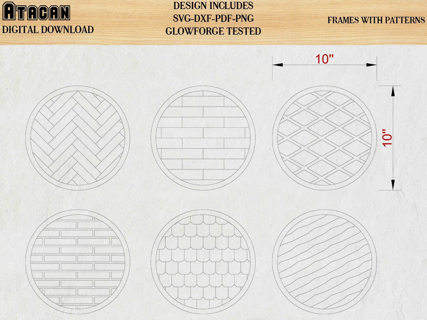 Patterns for Glowforge svg Herringbone Diamond Tile Brick Roof and Wood lines Pattern laser cut files 155