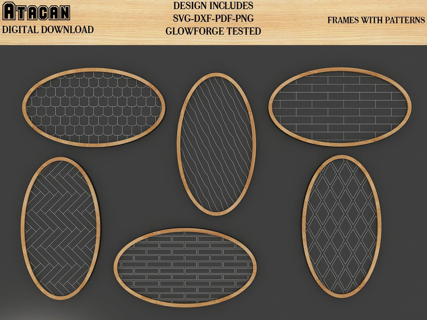 Patterns for Glowforge svg Herringbone Diamond Tile Brick Roof and Wood lines Pattern laser cut files 158