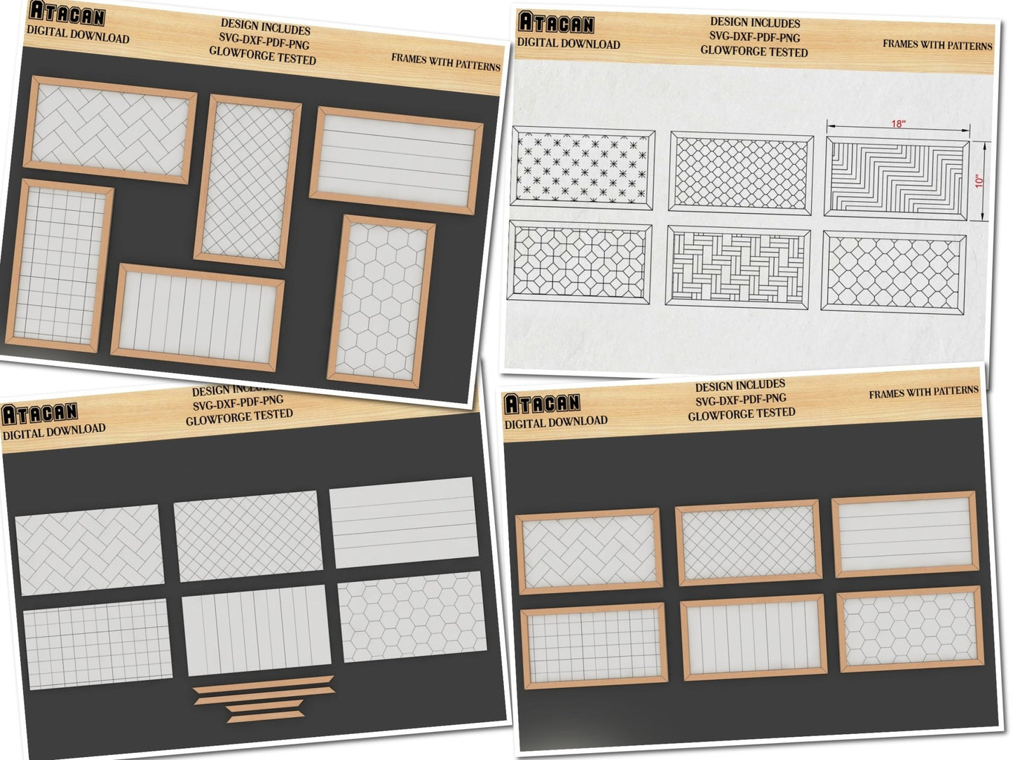 Patterns for Glowforge svg - Herringbone Subway Tile - Hexagon Pattern laser cut files 419