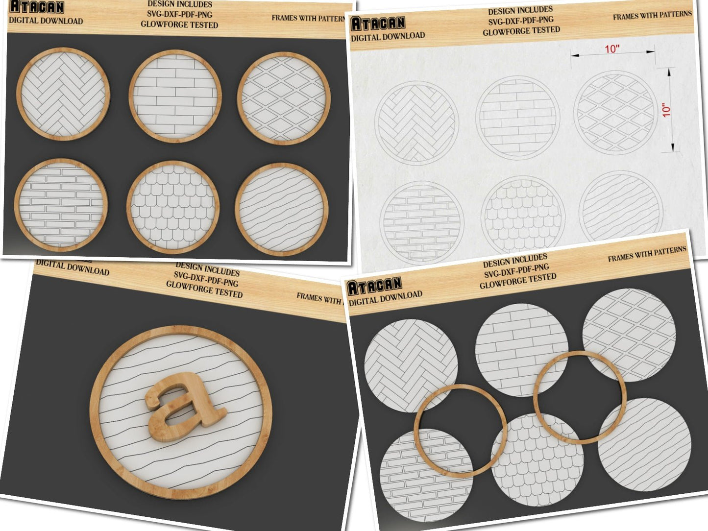 Patterns for Glowforge svg - Herringbone Subway Tile - Hexagon Pattern laser cut files 419