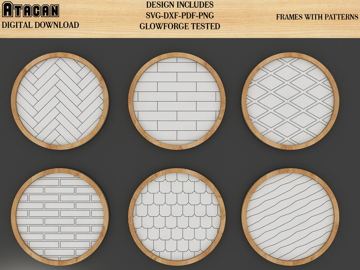 Patterns for Glowforge svg - Herringbone Subway Tile - Hexagon Pattern laser cut files 419