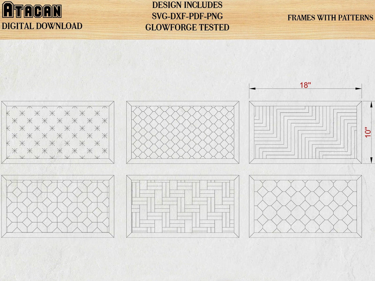 Patterns for Glowforge svg Herringbone Wire netting Diamond Tile Brick Stars and Wood lines Pattern laser cut files 161