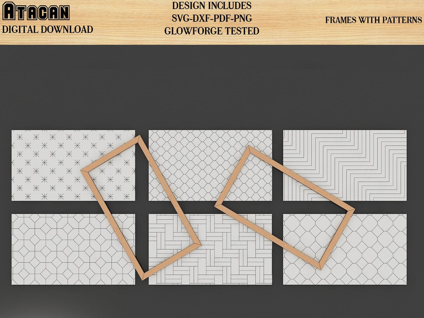 Patterns for Glowforge svg Herringbone Wire netting Diamond Tile Brick Stars and Wood lines Pattern laser cut files 161