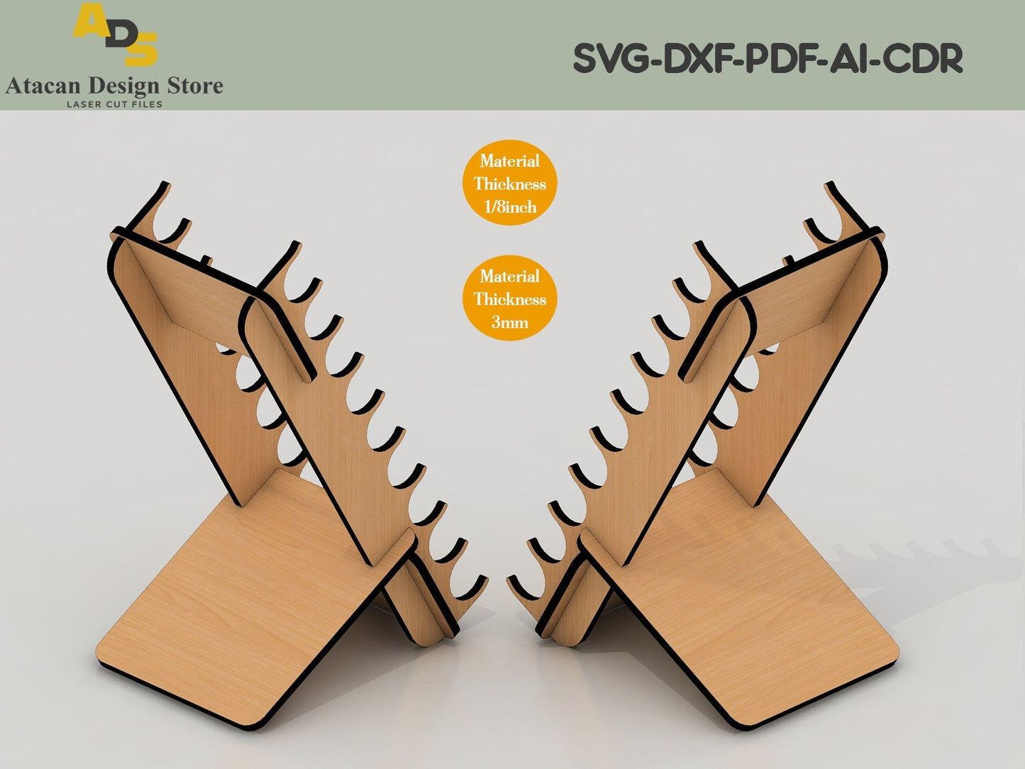 Pen Display Holder / Pencil Stand / Desk organiser / Laser Cut Files - INSTANT DOWNLOAD ADS171