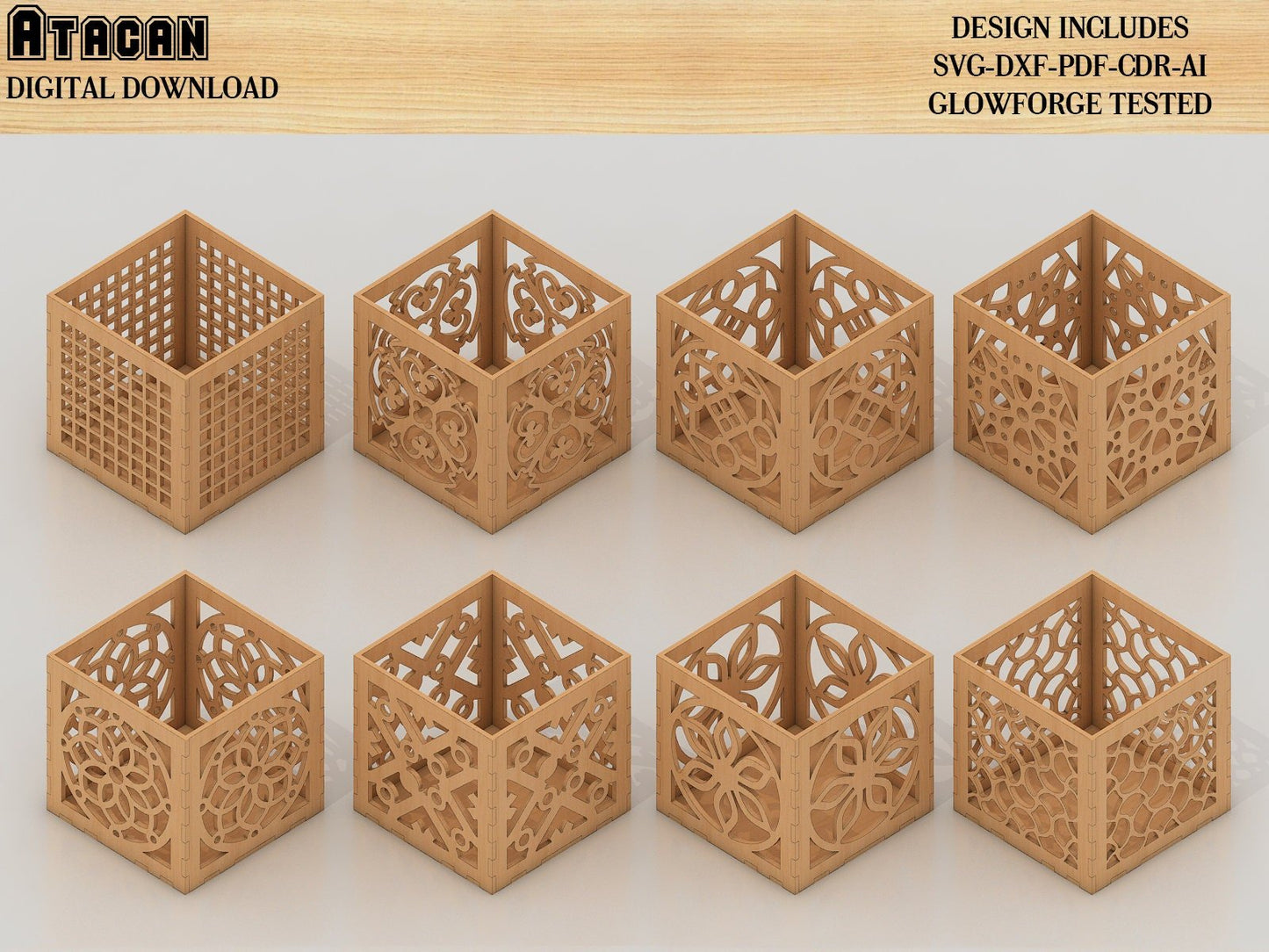Pencil Storage Box Laser cut files / Box Glowforge Files / Gift box CNC files 379