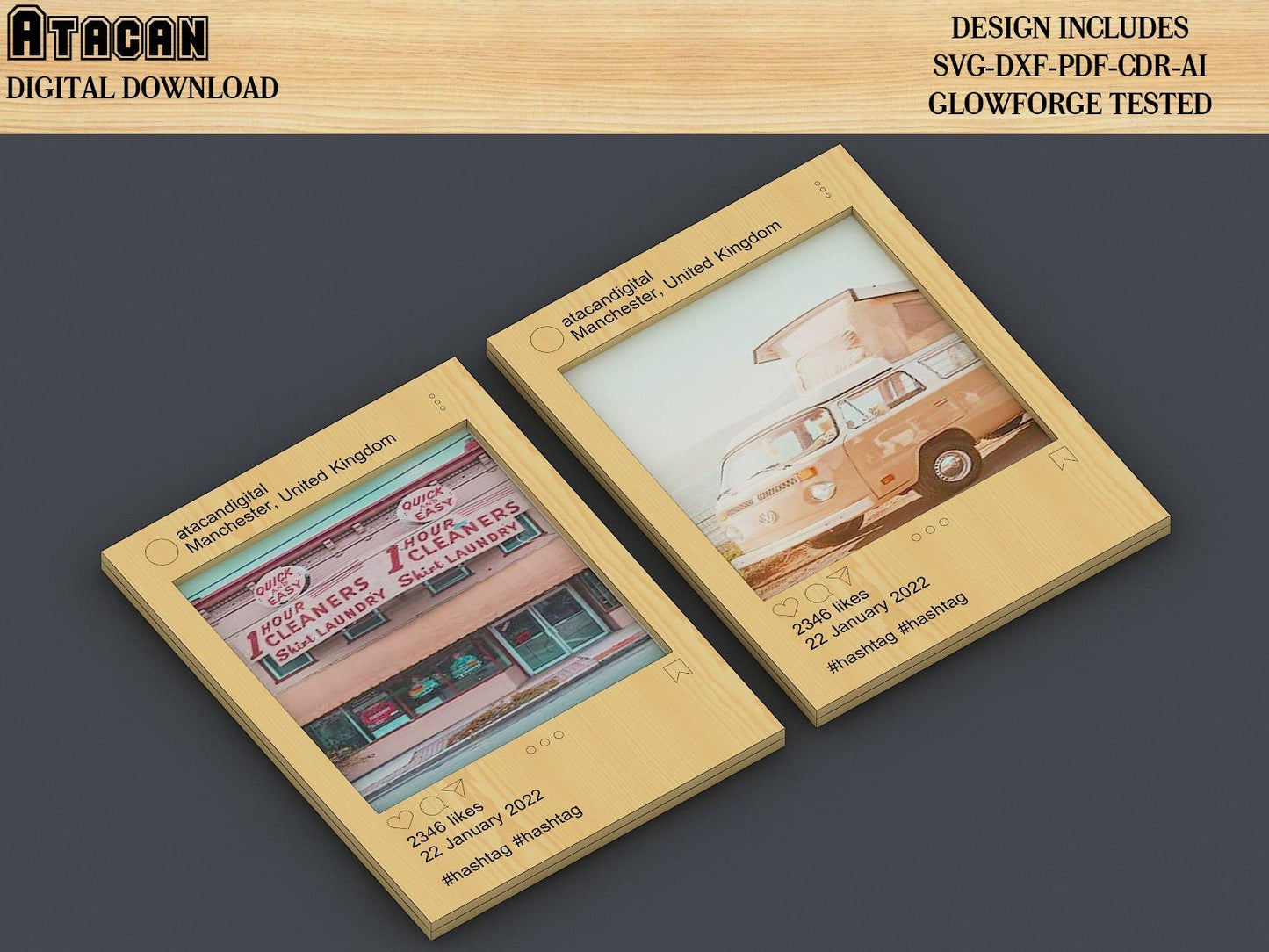 Personalized Social Media Frame Poster Board Prop / Selfie Frame svg for glowforge / Facebook, Youtube, instagram frame Laser cut files 438