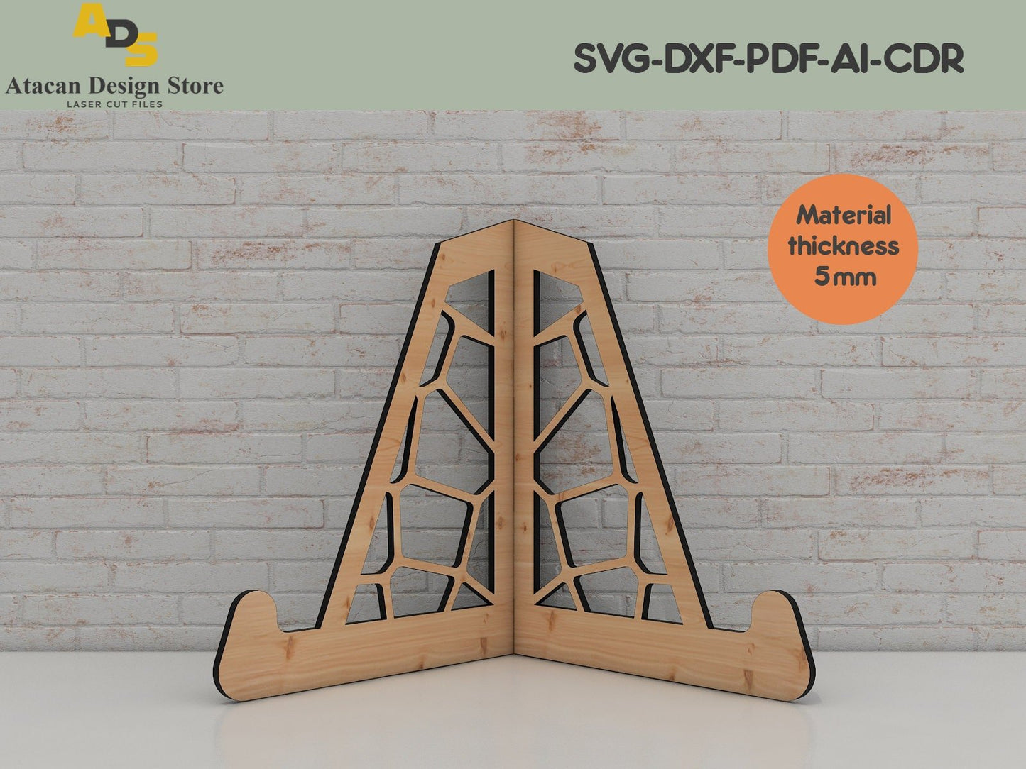 Photo Easel for Counter / Photo Pedestal Holder / SVG DXF digital download files ADS059