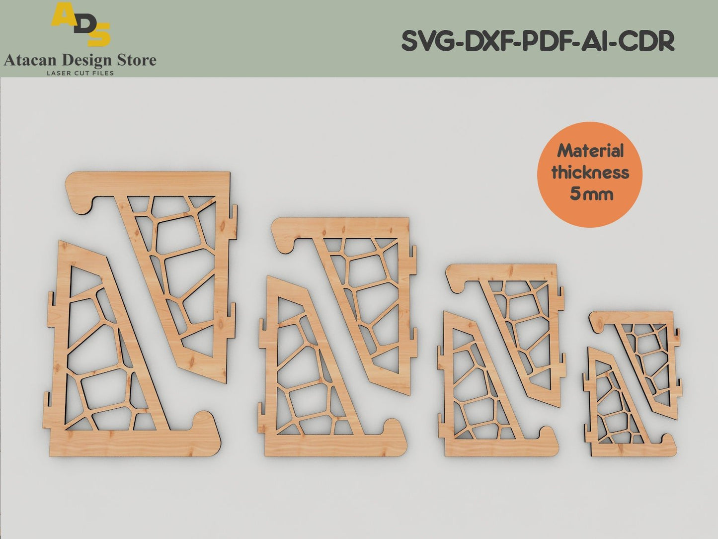 Photo Easel for Counter / Photo Pedestal Holder / SVG DXF digital download files ADS059