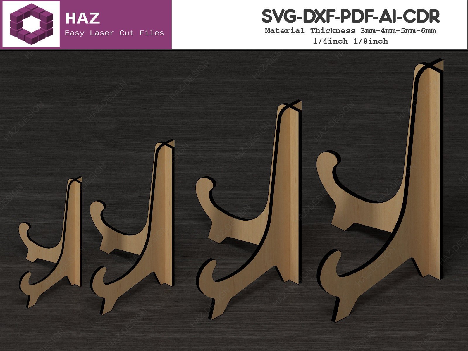 Wood Easel Stands / Frame Display Holders / Wooden Laser Cut Files SVG DXF  Ai CDR 331