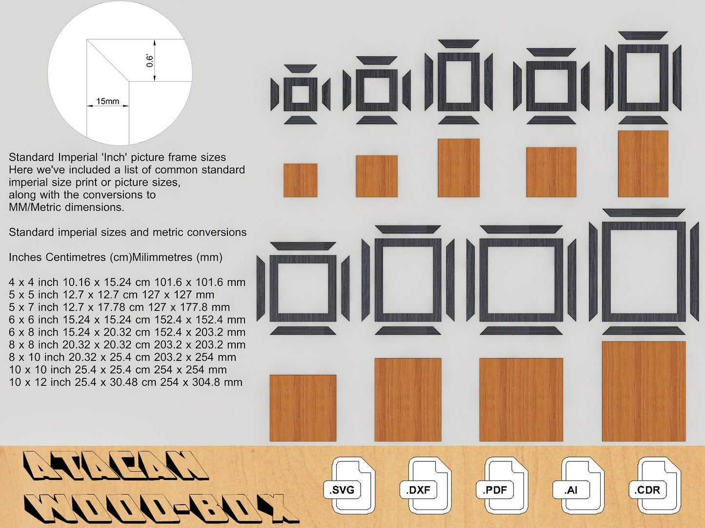 Pic Frame Set - Laser Cut Files - Glowforge Files - Digital Download 043