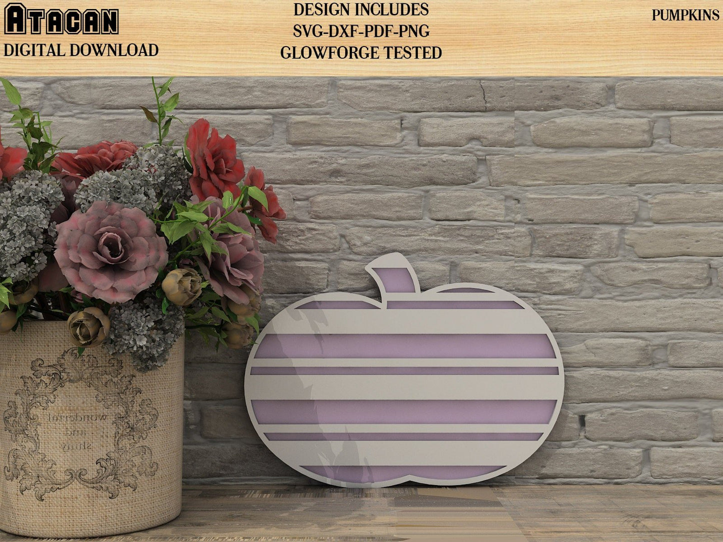 Plaid and Flowery Pumpkin for Easel Stands SVG files for Glowforge 175