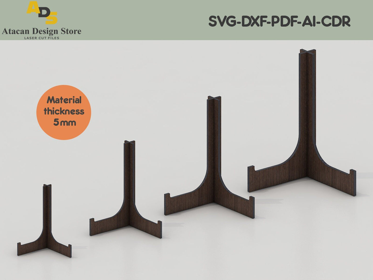Plate Holder Svg Files / Photo Frame Bracket Plate Rack Collection / Laser cut file ADS023