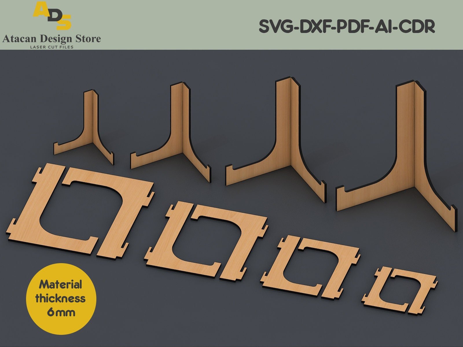 Plate Stand Laser Cut Files /Instant Download / laser cut template / l