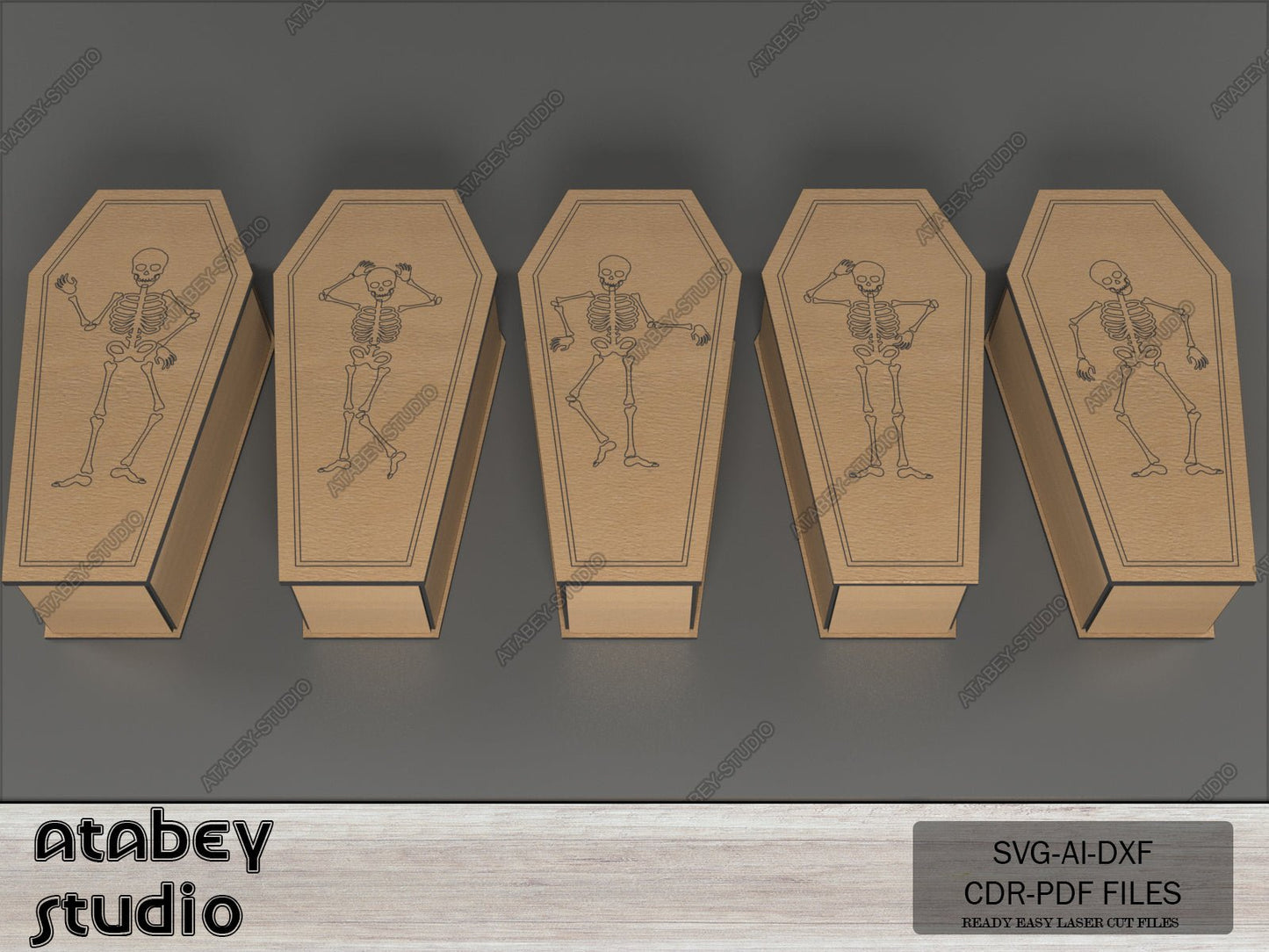 Plywood Coffin with Lid - Coffins Design Halloween Decoration, Simple Assembly - Multiple Thickness Options