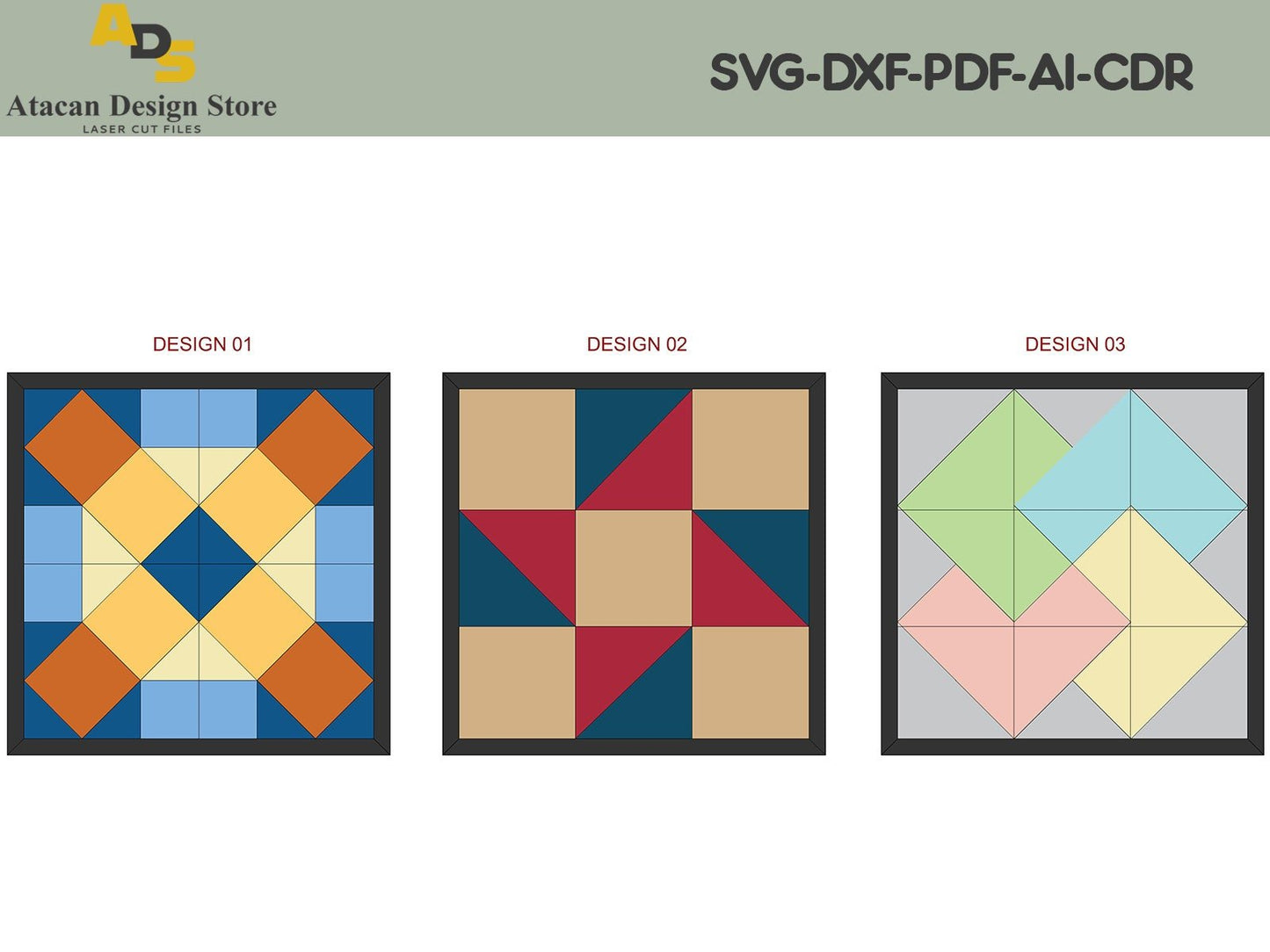 Quilt Block Svg Cut File / Farmhouse Design / Simple Barn Quilts / Barn Pattern Files ADS134