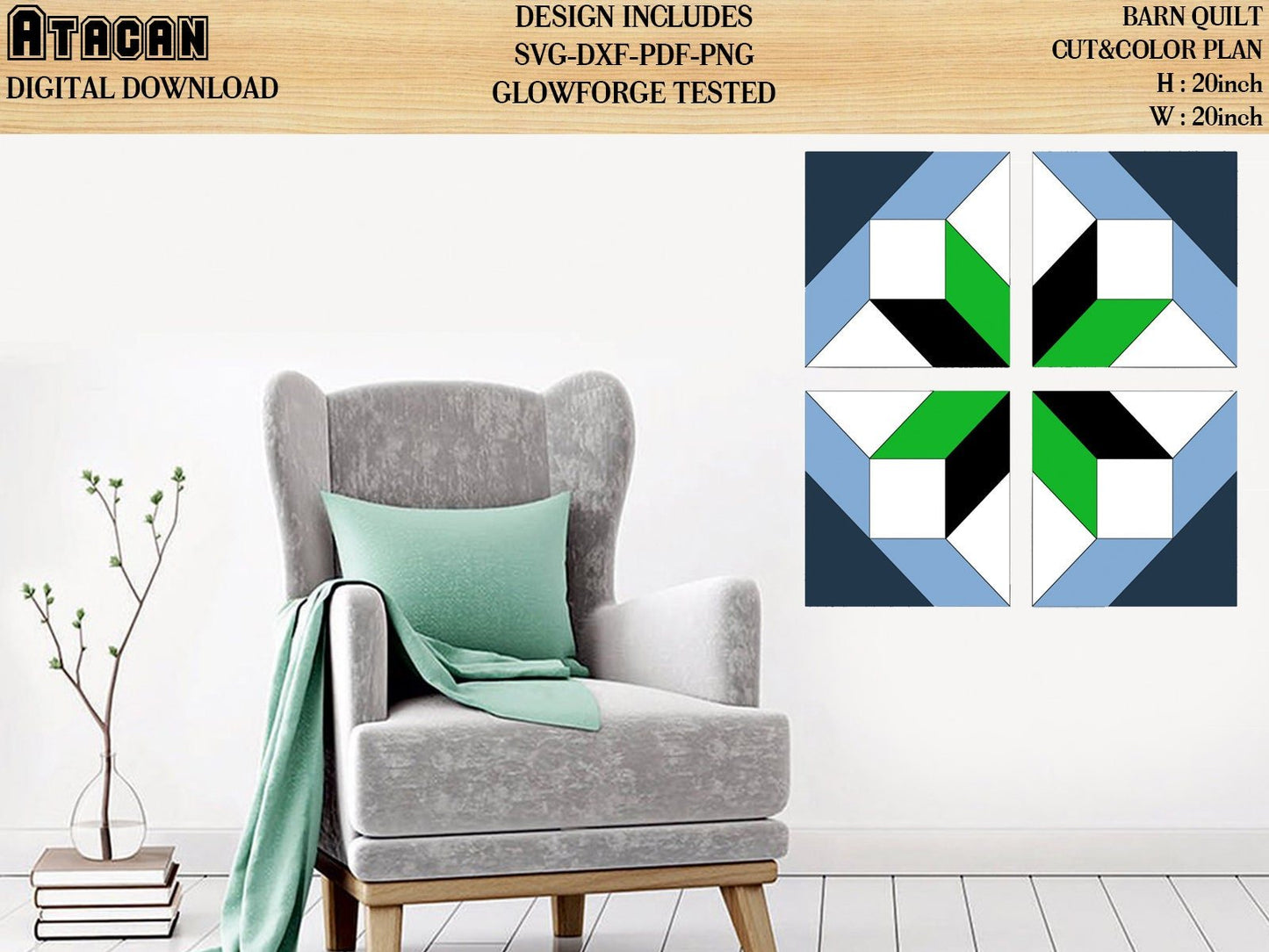 Quilt Laser Cut File Bundle traditional Wood quilt pattern for Lasers such as Glowforge Arrow designs Home decor 20x20 inch quilt 011