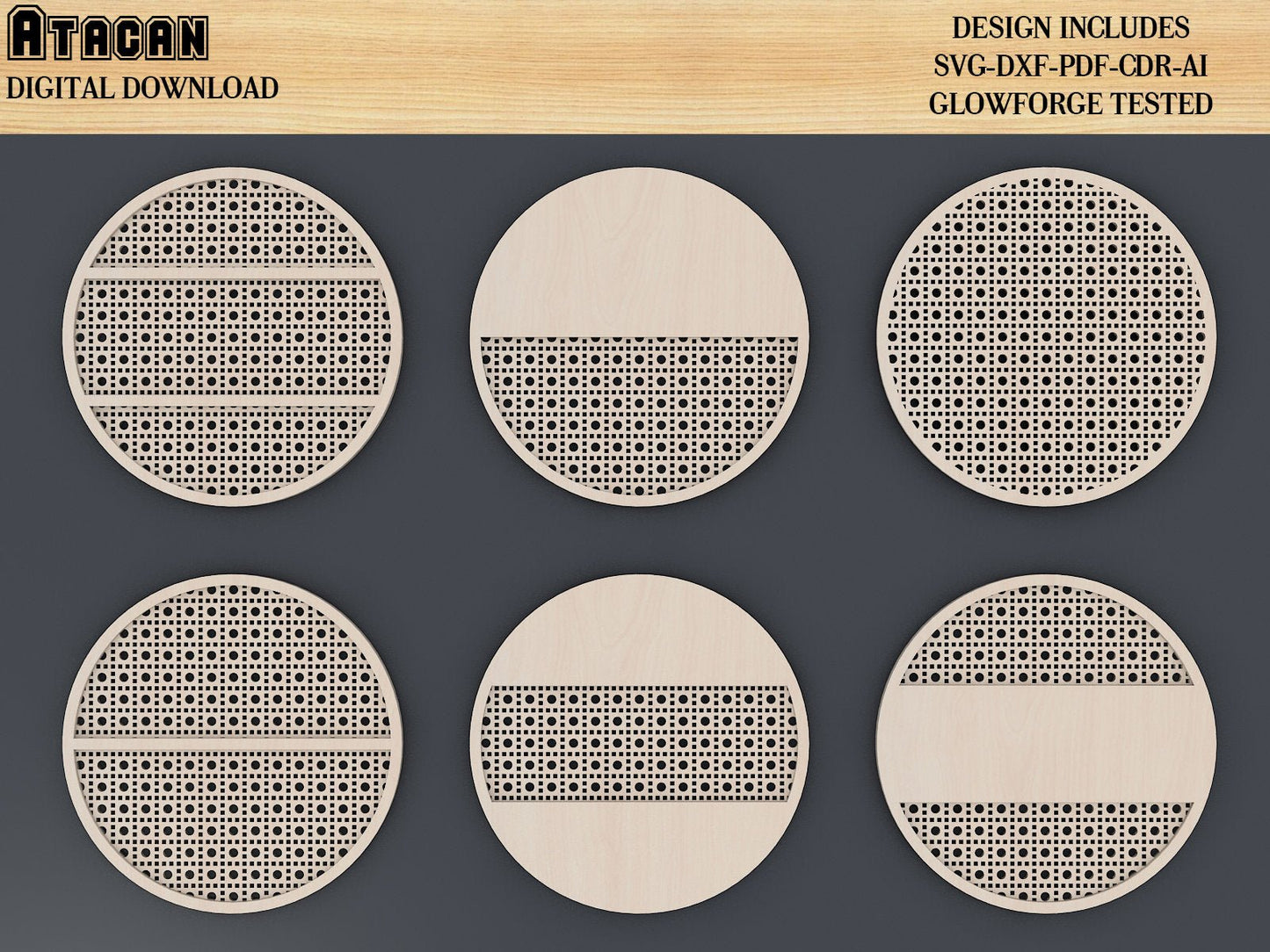 Rattan cane Door Hanger Bundle / Rattan Patterned Door Hanger Laser cut Svg files / Welcome Sign / Digital Vector files 405