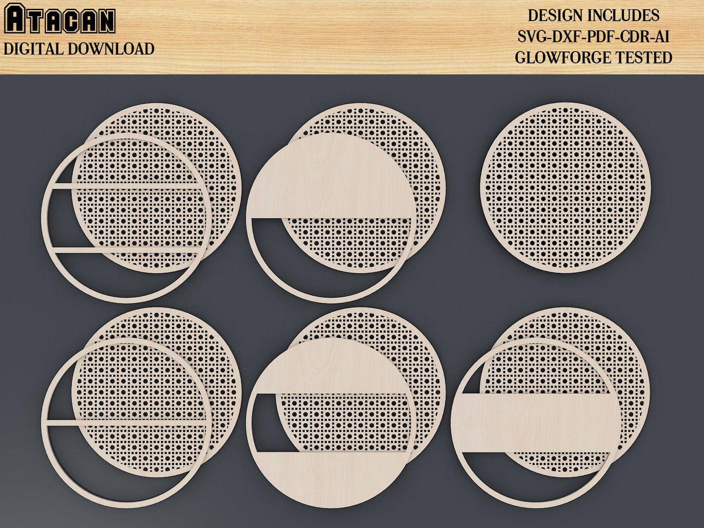 Rattan cane Door Hanger Bundle / Rattan Patterned Door Hanger Laser cut Svg files / Welcome Sign / Digital Vector files 405