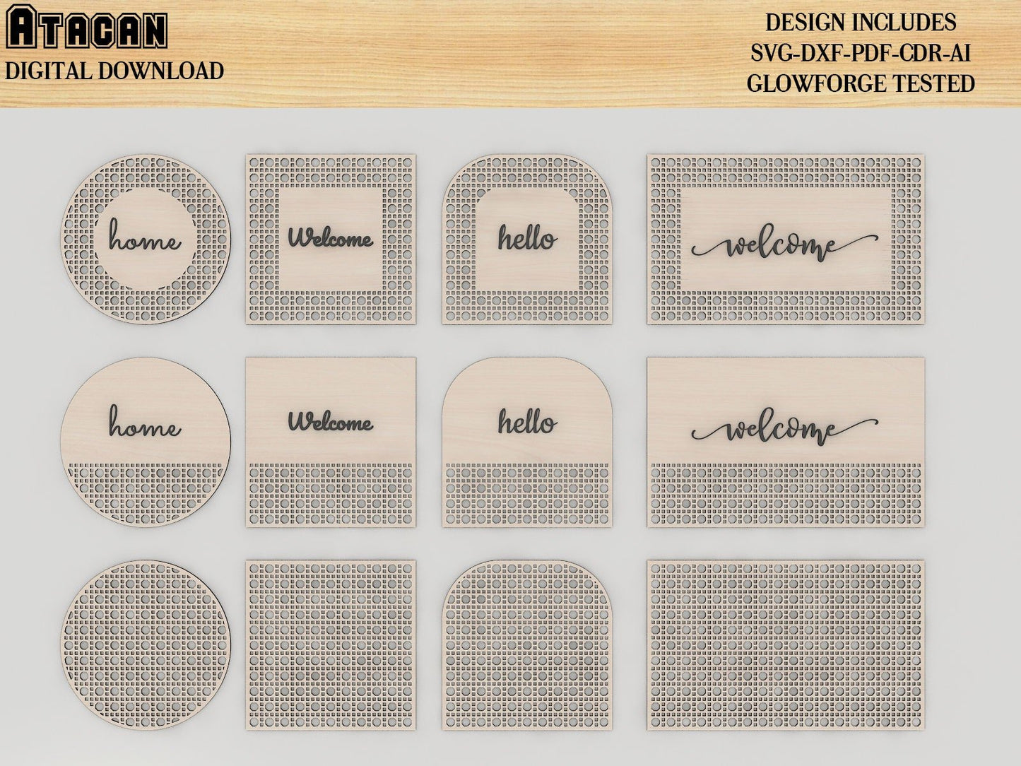Rattan Cane Home Decor Wall Hanging File Laser Cut File for Glowforge SVG 397