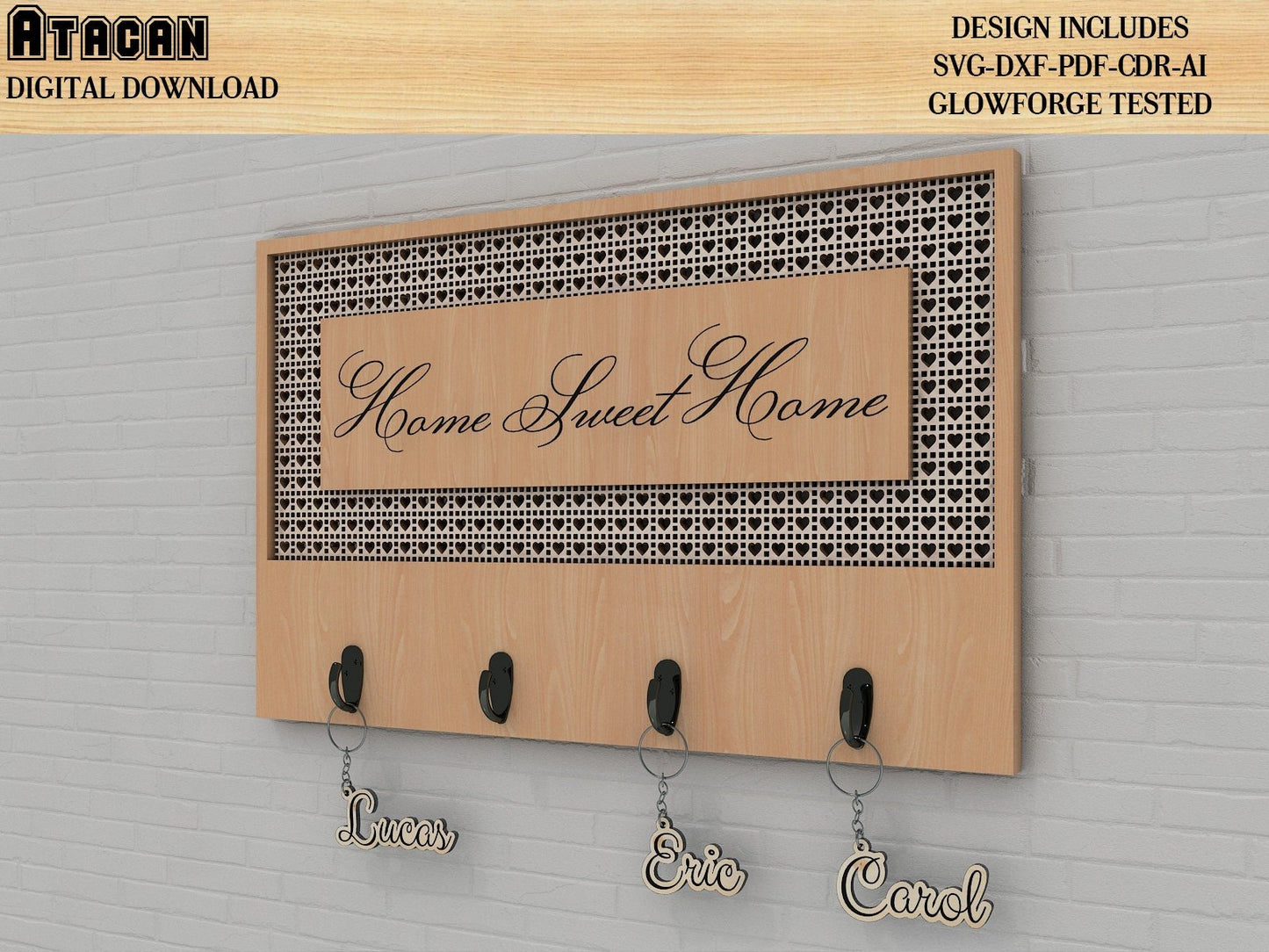 Rattan Cane Key Holder - Weaving Template - Keychain Hanger Laser Cut Svg Files - Glowforge SVG Files 403
