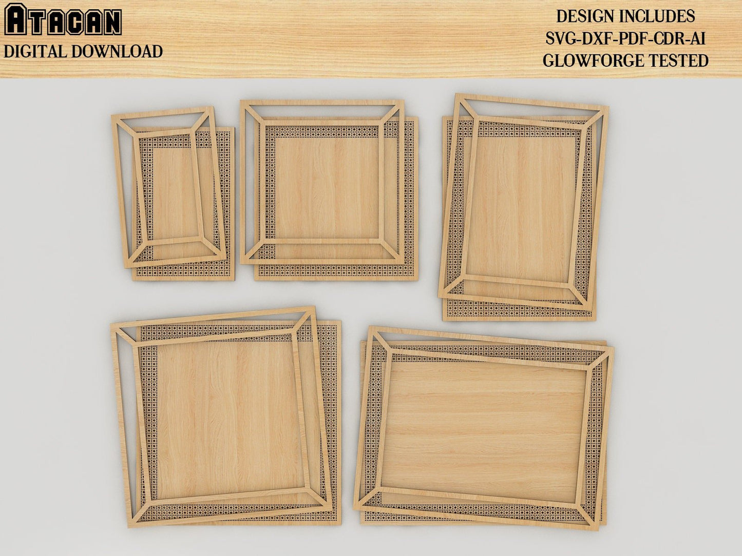 Rattan Cane photo frames / Boho Frame Laser cutting files / Rattan Cane weaving template 411
